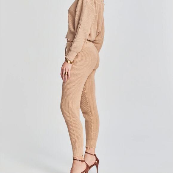 NEW Ser.O.Ya by Retrofete Ida Tan Knit Drawstring Jogger Pant - Picture 2 of 9